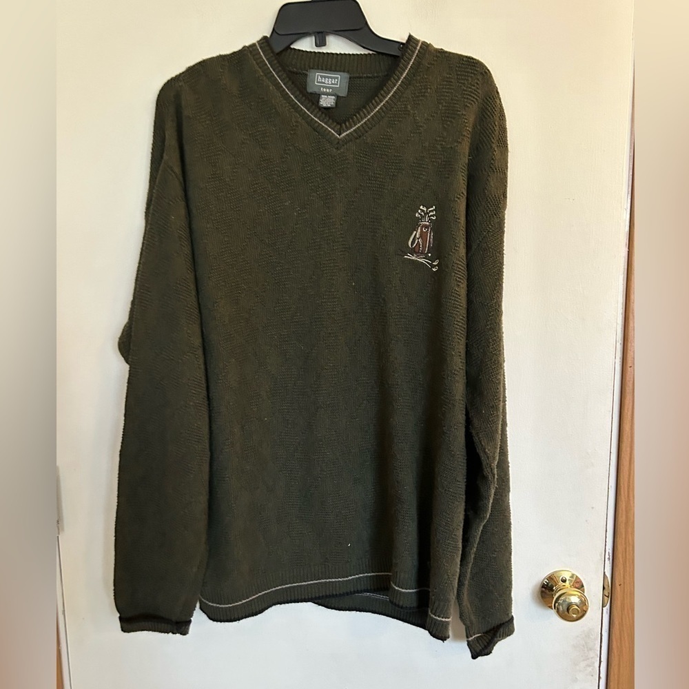90s Haggar Forrest green v neck XXL sweater
